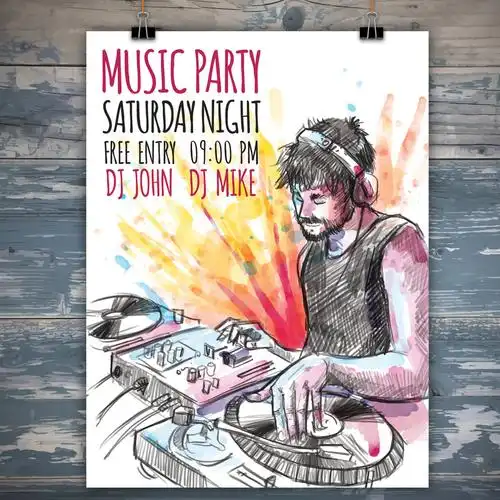 手绘音乐派对的海报图片