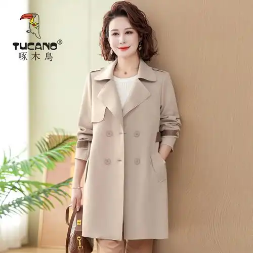 外套洋气太太2024春秋新款 中老年女风衣中长款 - 女装/女士精品优惠