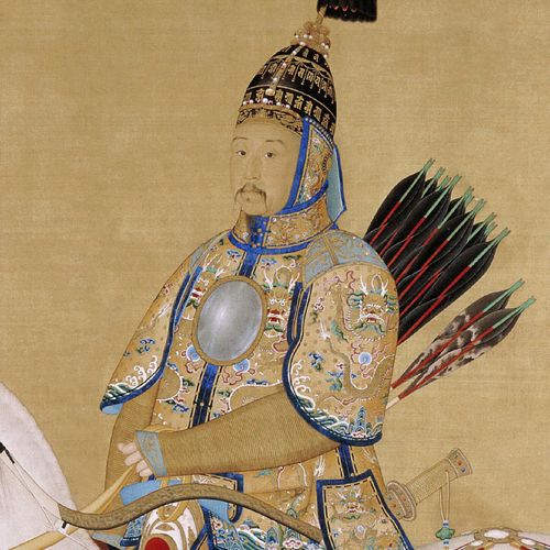 网红乾隆大阅图郎世宁古代清朝皇帝画像人物骑马装饰画新中式仿古