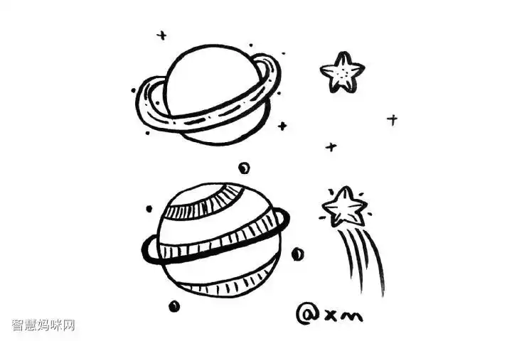 星河璀璨 一组关于外太空的简笔画图片-图9