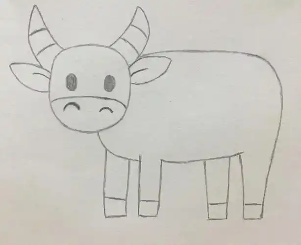 益智简笔画:画可爱小牛