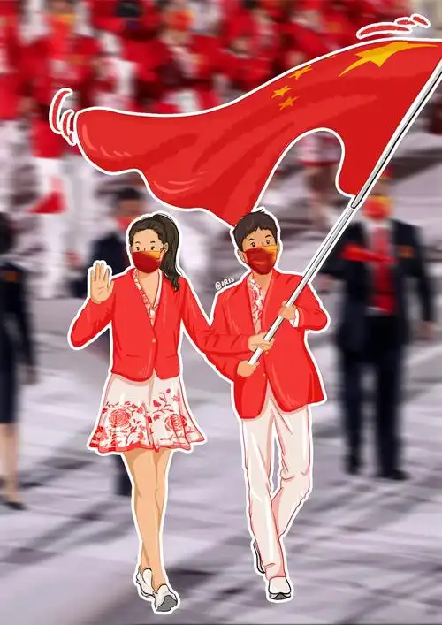 2020东京奥运会开幕式手绘插画