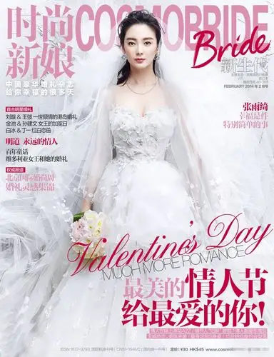 张雨绮时尚新娘婚纱图片 羽毛旗袍尽显优雅