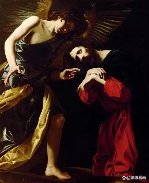 《基督与天使》是一幅充满宗教神秘色彩与人性温情的油画作品,由