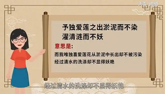 予独爱莲之出淤泥而不染濯清涟而不妖的意思予独爱莲之出淤泥而不染濯