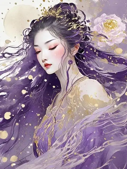 意境水墨|紫衣女子.如果紫霞没有选择她的至尊宝,自己一个人恣 - 抖音