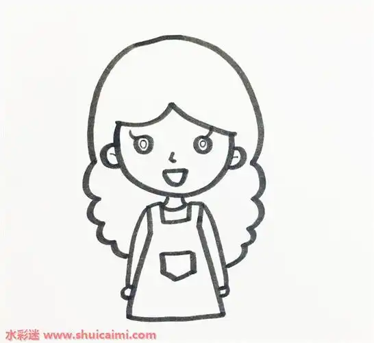 长发妈妈简笔画怎么画彩色