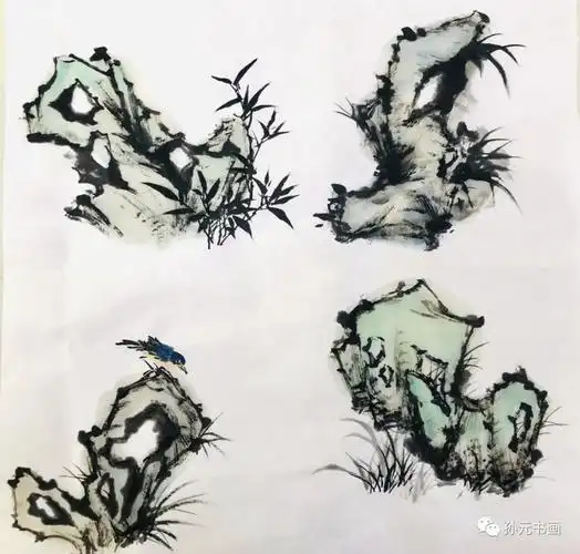 写意花卉作品中的石头(一)——太湖石的画法