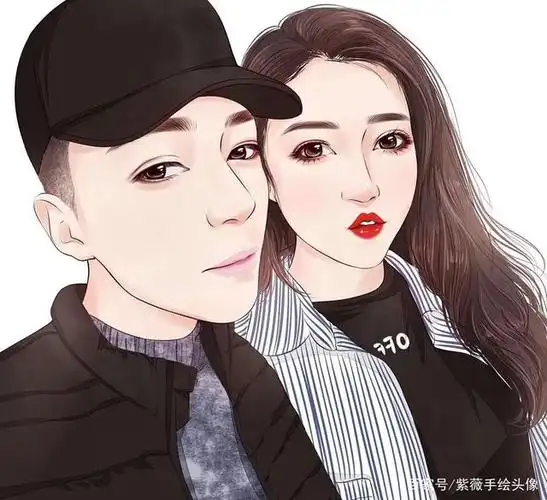 情侣手绘微信头像,愿所有幸福与你环环相扣