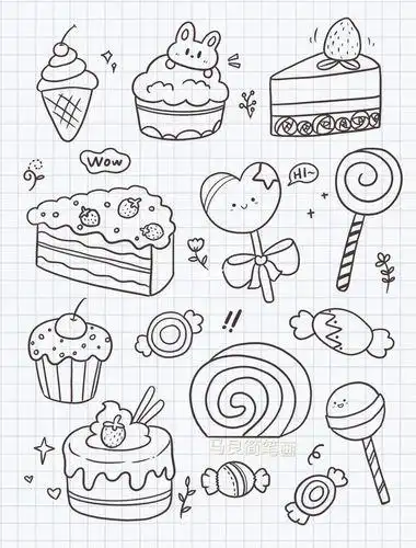 甜点怎么画画美食简笔画甜点