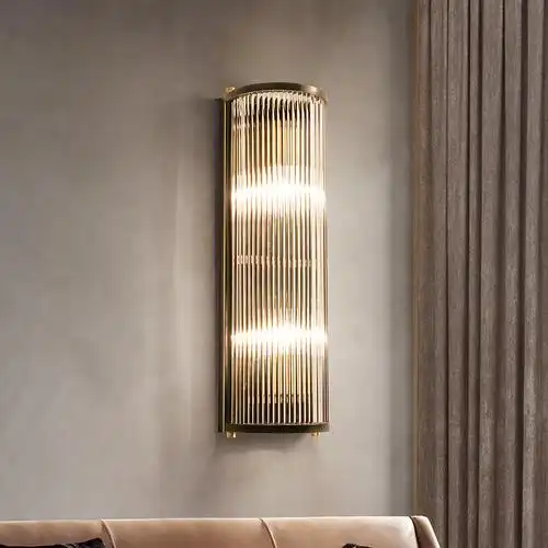 全铜壁灯轻奢美式简约玻璃卧室床头灯过道走廊背景墙led客厅灯具