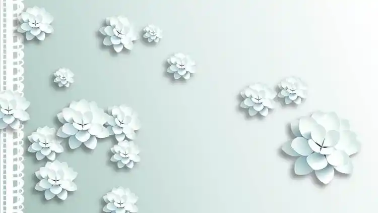 唯美银白色花朵ppt背景图片