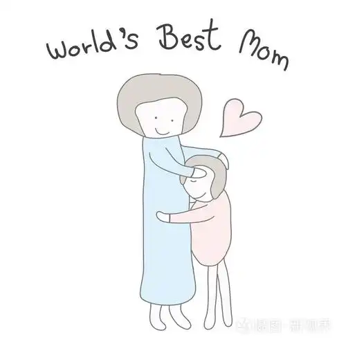 妈妈拥抱的孩子与心柔和色彩手绘插画-正版商用图片0dsnp8-摄图新视界