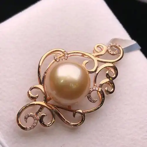 金珠吊坠18k镶嵌1213mm南洋珍珠吊坠60正圆强光微瑕藤蔓缠绵j