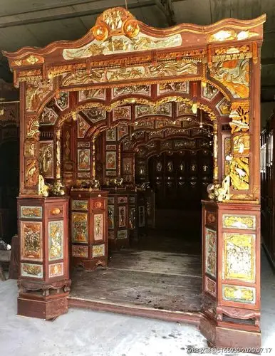 双喜临门五进拔步千工床雕刻精美绝伦鎏金浮雕民国规格22055026