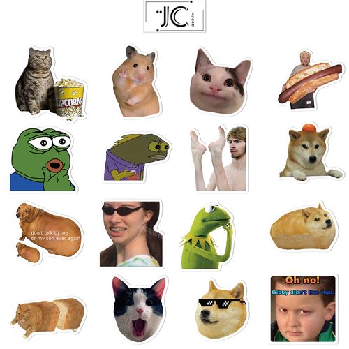 50张网红欧美表情包搞笑贴纸行李箱笔记本电脑吉他不留胶防水贴画