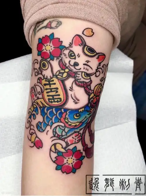 原创招财猫纹身_手臂老传统纹身图案大全 - 纹身大咖