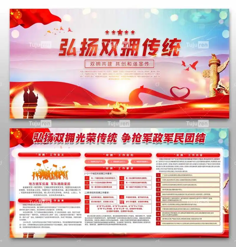 拥军拥属知识宣传展板效果图标语