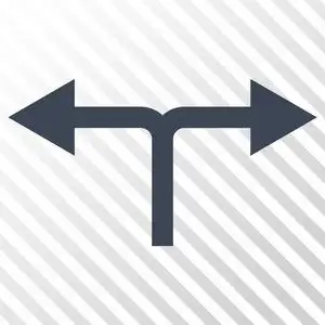 分岔分岔左箭头右矢量图标照片