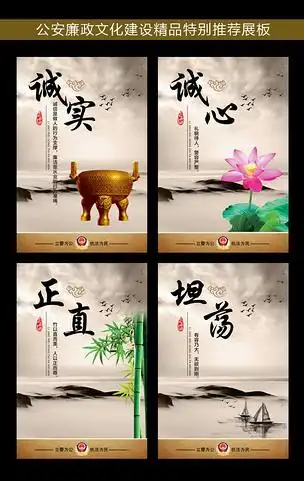 企业警营学校文化展板诚实诚心正直坦荡