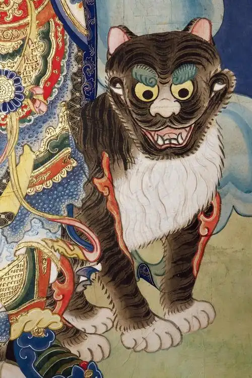 钦安殿西梢间北壁神像画上所绘黑虎