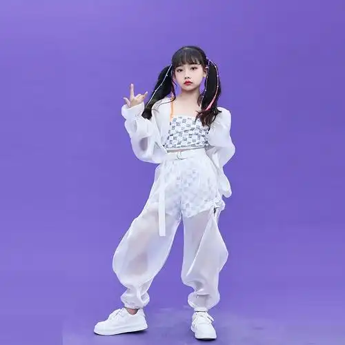女童jazz爵士舞演出服套装儿童嘻哈潮流舞蹈服t台走秀潮服练功服