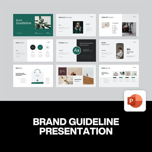 28页时尚极简品牌logo标识配色vi规范指导手册排版设计ppt模板