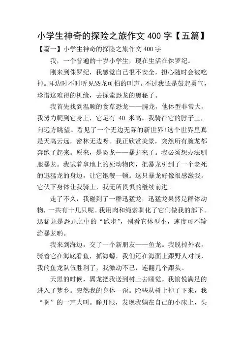 小学生神奇的探险之旅作文400字【五篇】 【篇一】小学生神奇的探险之