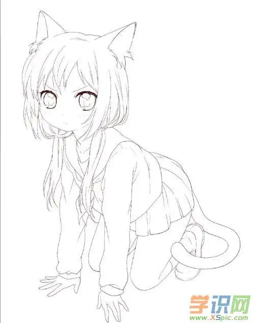 动漫女生铅笔画简约可爱图片大全