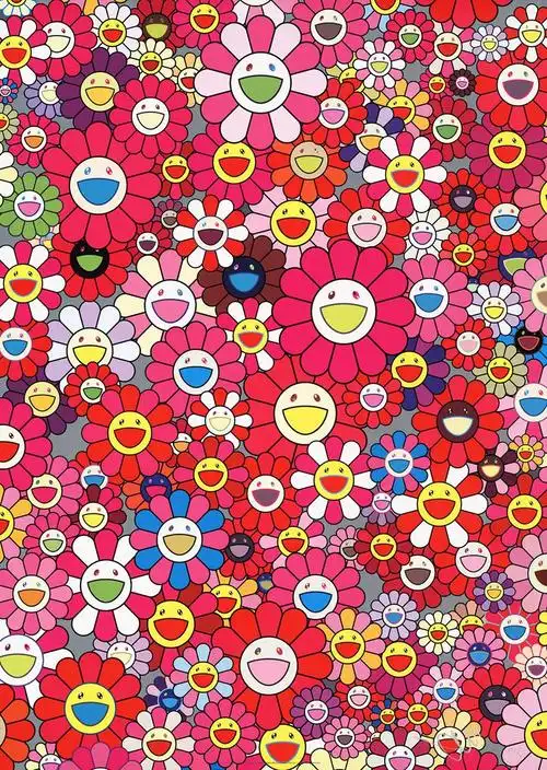 村上隆签名版画太阳花致敬系列红色