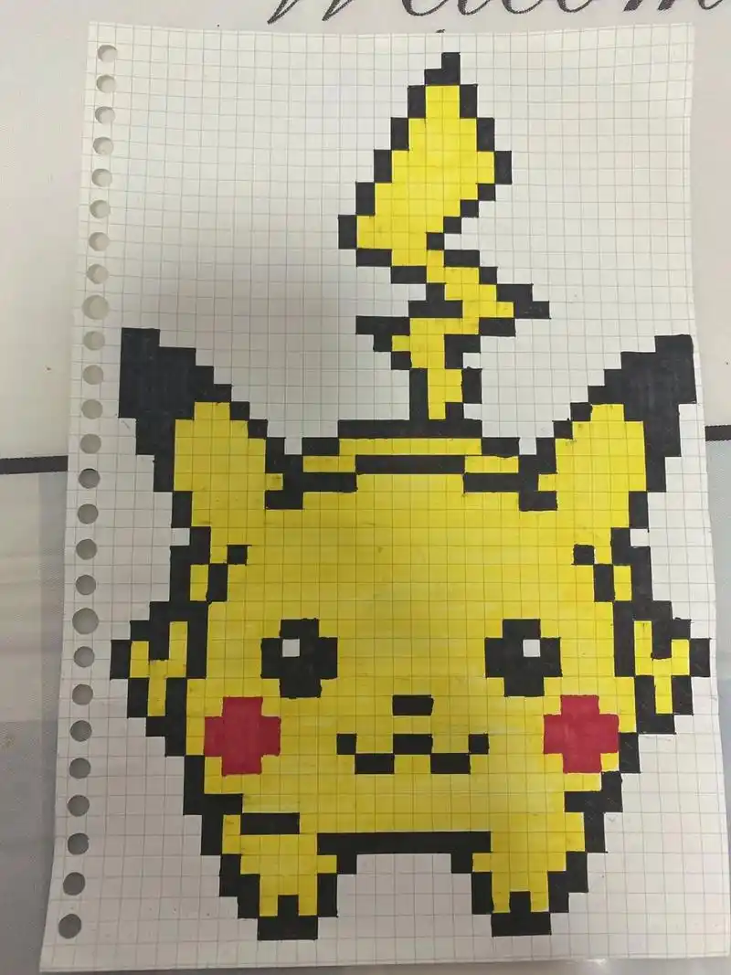 马赛克画—皮卡丘 马克笔👉touch mark 网格纸👉b5 原作者👉 9