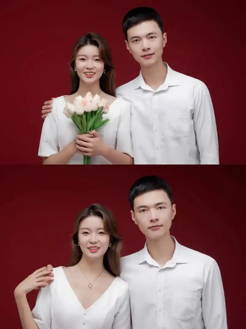 结婚证件照红底情侣照红底证件照