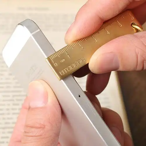 6cm小铜尺3mm加厚 黄铜金属直尺子 铜钥匙挂件号码牌 logo定制