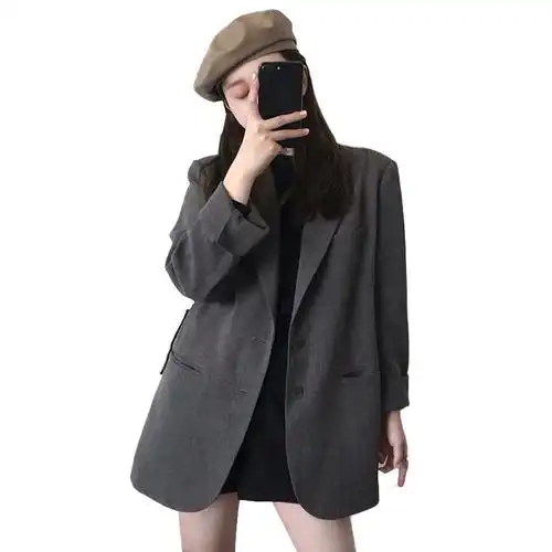 风西装外套女2021年秋装新品职业气质休闲宽松港风复古小西服