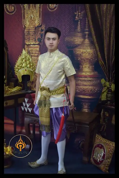 泰国傣王妃服饰泰式宫廷复古套装进口面料织布民族服装