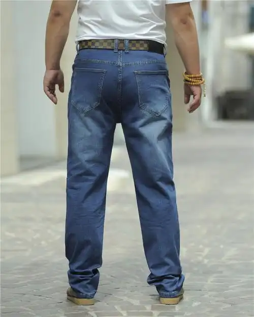 狂燃大码男装牛仔裤男直筒宽松长裤肥佬加肥加大号胖人牛仔裤男春