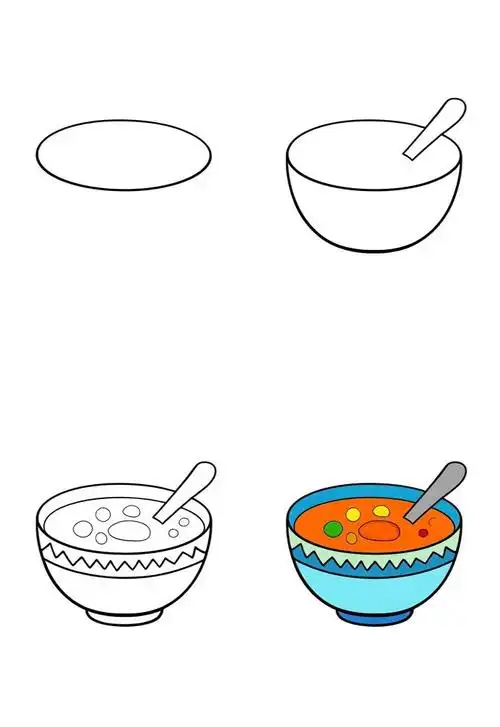 🥣汤的简笔画🎨
