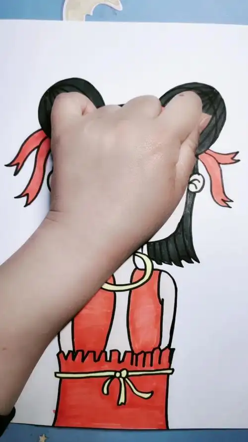 创意简笔画#手掌画小哪吒