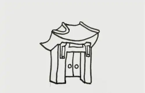 简单古代大门简笔画怎么画彩色古代建筑简笔画步骤图解