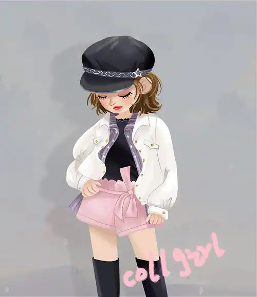 q版酷女孩手绘插画