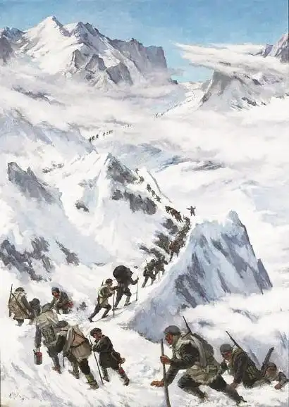油画作品《过雪山》作者 吴作人【导读】红军经过的雪山草地,许多在