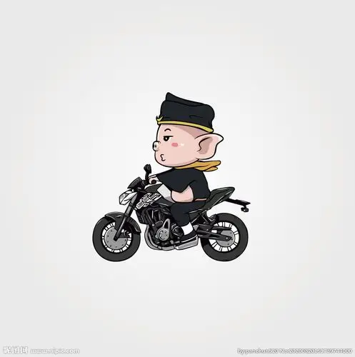 猪八戒骑摩托车贴矢量图图片