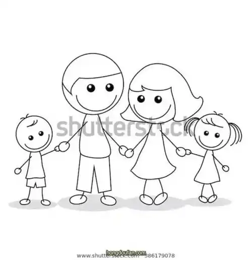 一年级简笔画,二年级简笔画,假期,假期生活,儿童画,全家福,分步简笔画