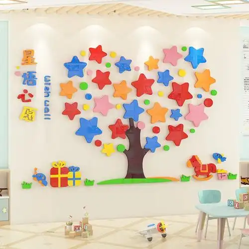 幼儿园心愿墙布置背景板教室文化墙贴许愿望树班级装饰环创主题墙