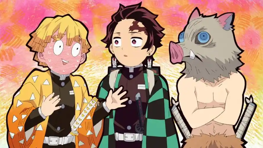 但是三个小伙伴只有善逸知道这是色色的地方,纯真的炭治郎跟在山上