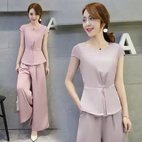 时尚两件套2016夏装新款女装韩版气质修身衣服夏季阔脚裤套装女潮