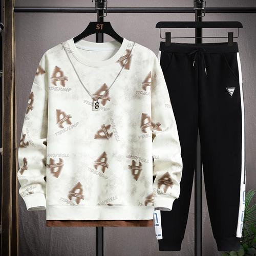 春秋季圆领卫衣服12岁男孩13青少年学生14帅气运动套装15大童男装