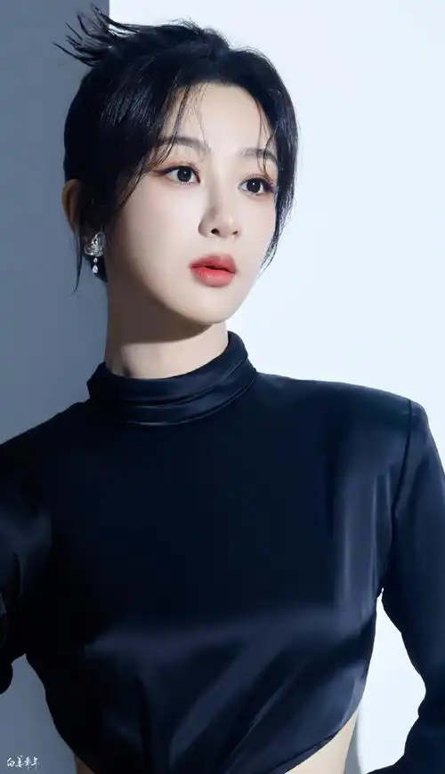 杨紫黑色闪钻镂空裙