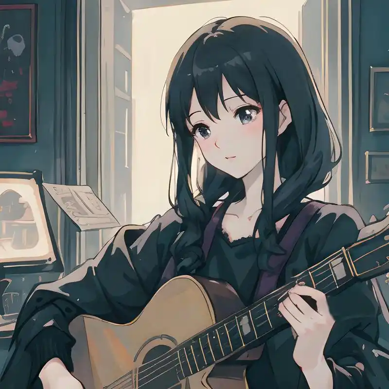 女生头像丨弹指间吉他伴随,用音符诠释自.#头像 #头像分享 - 兑音