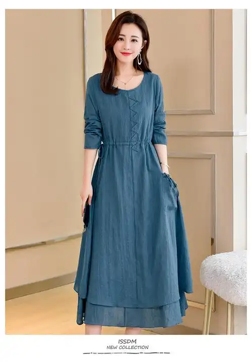 新款时尚简约棉麻连衣裙